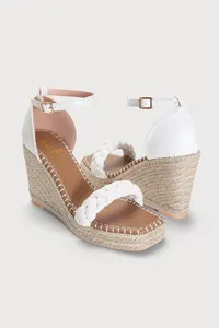 Soyta White Ankle Strap Platform Espadrille Wedges | Lulus (US)