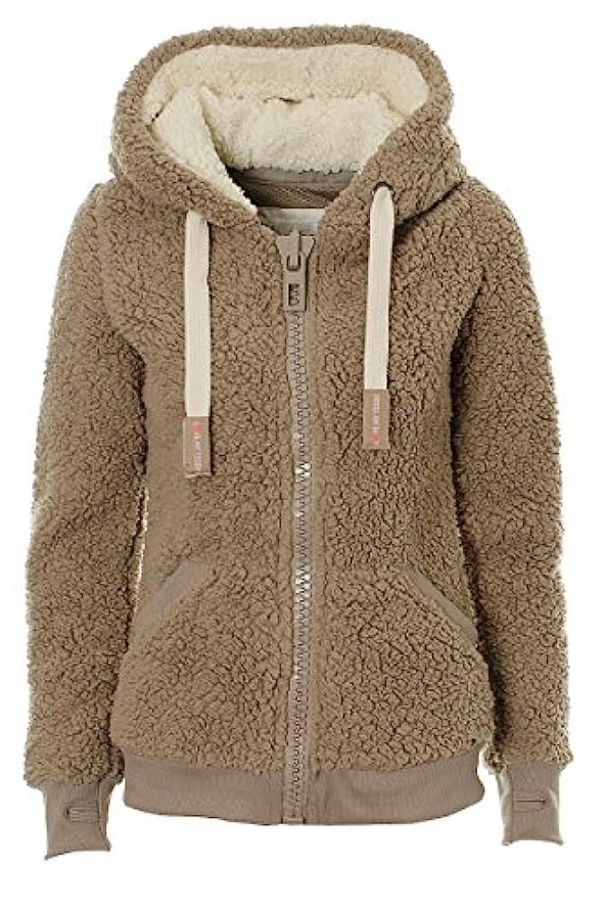 Kooos Ladies Womens Soft Teddy Sherpa Fleece Hooded Jumper Hoody Jacket Coat | Amazon (US)