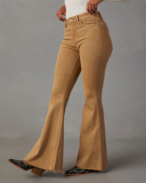 Autumn High Rise Bell Bottom Denim - Mocha | VICI