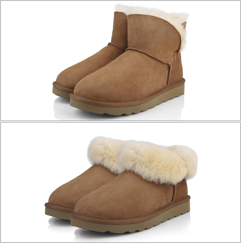 WaySoft Genuine Australia Sheepskin Snow Winter Boots for Women, Classic Water Resistance Shearling  | Amazon (US)
