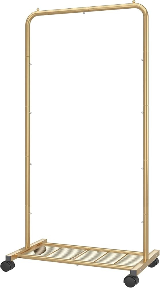 Simple Trending Standard Clothes Garment Rack, Clothing Rolling Rack with Mesh Storage Shelf on W... | Amazon (US)