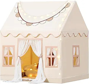 Wilwolfer Play Tent with Mat, Star Lights, Cloth Banners- Kids Play Tent Indoor - Toddlers Play T... | Amazon (US)