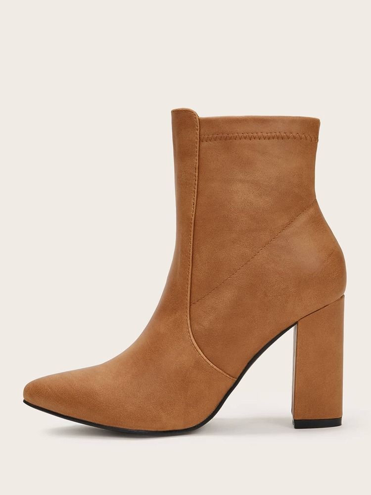 Point Toe Side Zip Ankle Boots | SHEIN