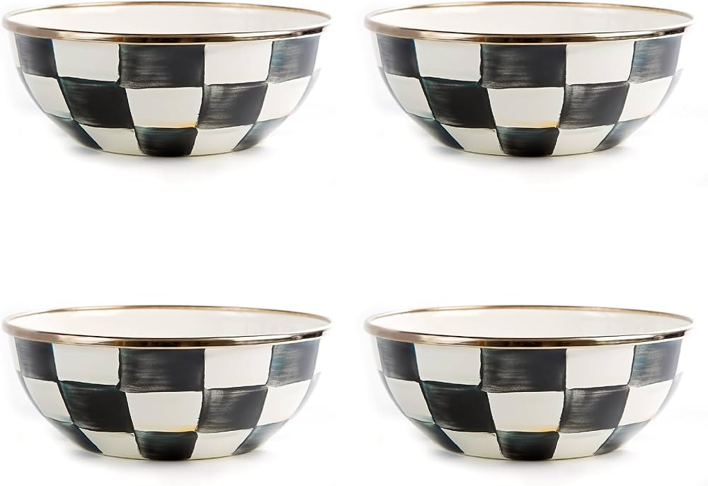 MACKENZIE-CHILDS Enamel Everyday Bowl, Serving Bowl for Entertaining, Set of 4, Black-and-White C... | Amazon (US)
