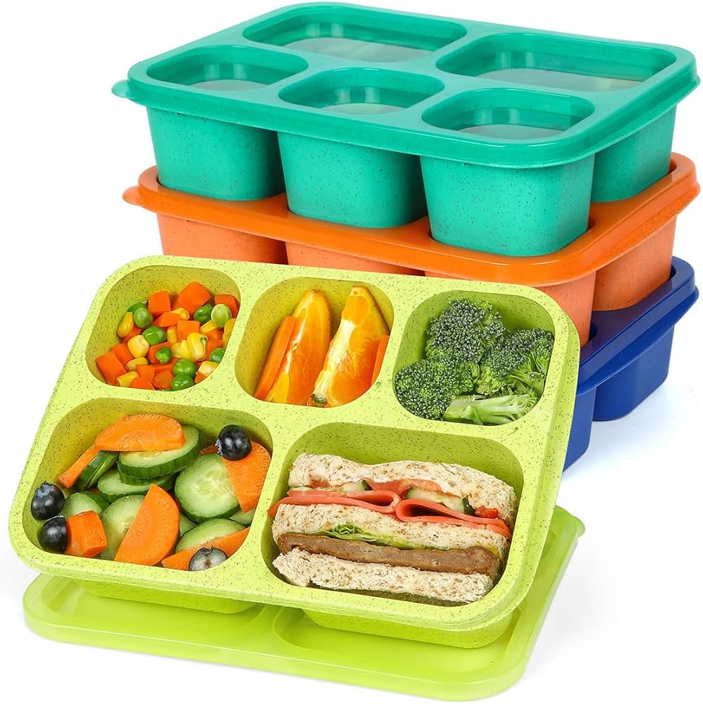 Caperci 4 Pack Bento Snack Box Containers for Adults & Kids - Reusable Adult Lunchable Containers... | Amazon (US)