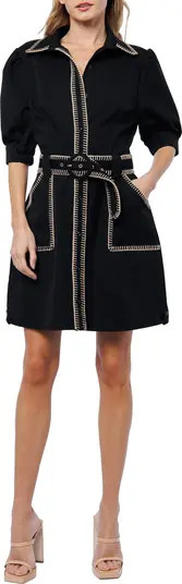 CIEBON Whipstitch Short Sleeve Shirtdress | Nordstrom | Nordstrom