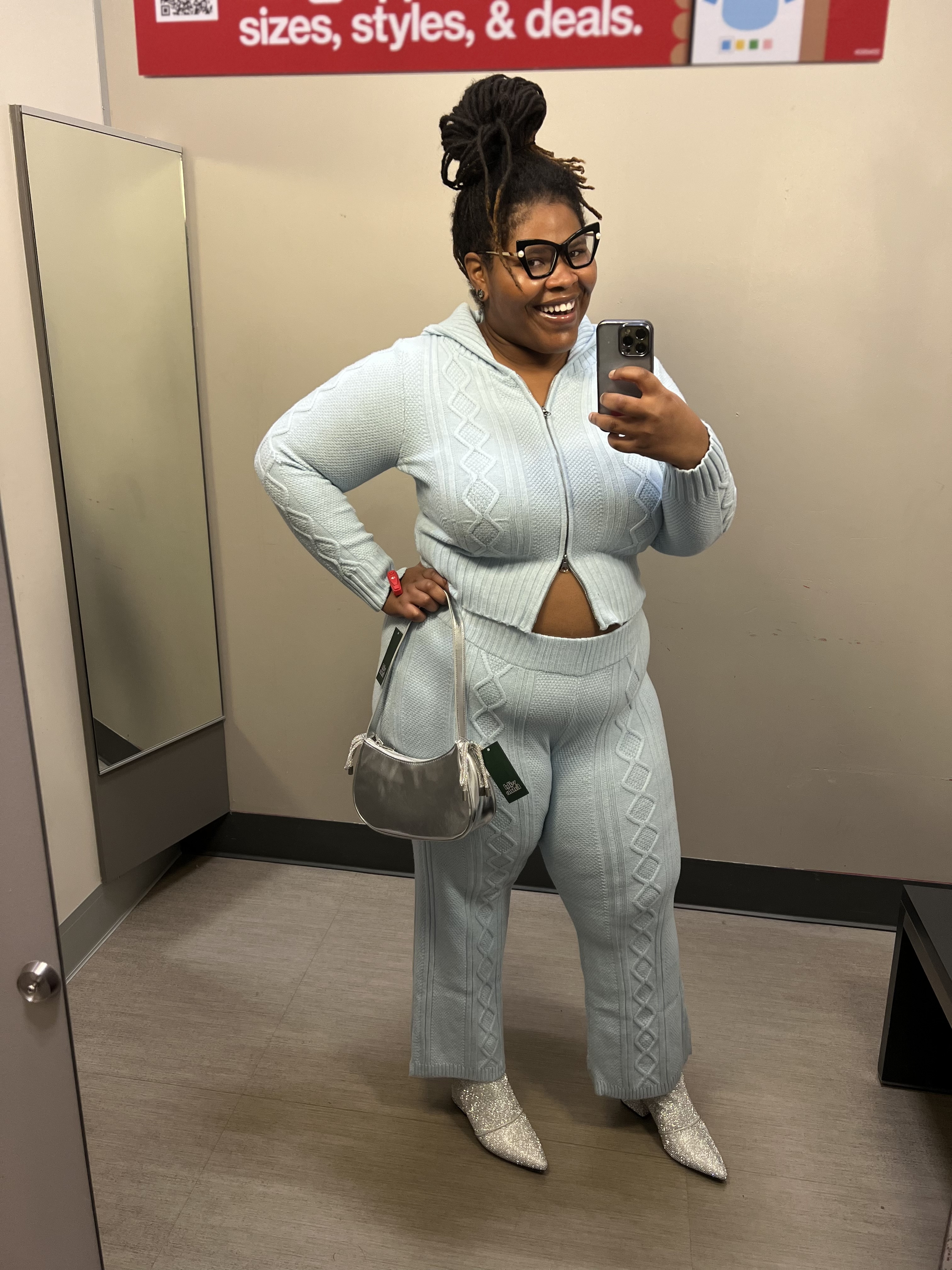 Fight the winter blues with this cozy-chic knit set! 💙 This cropped cable-knit hoodie and matching knit pants serve up warmth AND style for all your seasonal looks. Paired with sparkly silver ankle boots and a metallic bag for a touch of glam—because why not shine this winter? ✨ Perfect for casual outings, travel days, or cozy holiday get-togethers. Shop this look and bring joy to your cold-weather wardrobe! ❄️

#LTKSeasonal #LTKPlusSize #LTKStyleTip