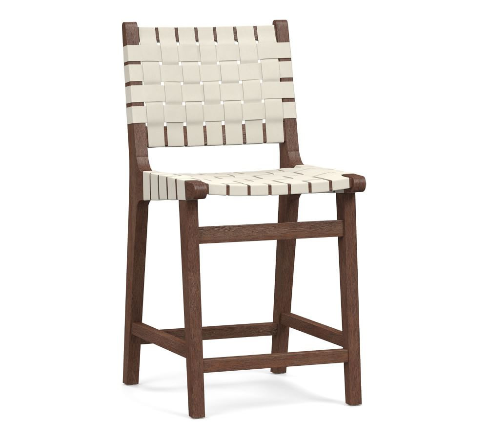 Fenton Leather Bar Height Bar Stool, Seadrift Frame, Signature Chalk | Pottery Barn (US)