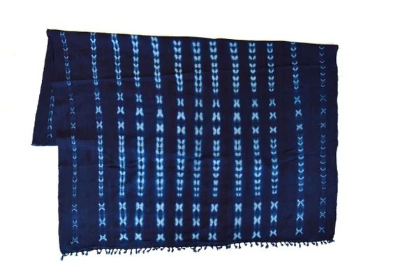 Mudcloth Fabric, Mudcloth Throw, Indigo Mudcloth Textile, Tribal Throw Blanket - Ref: Stripes 6 | Etsy (US)