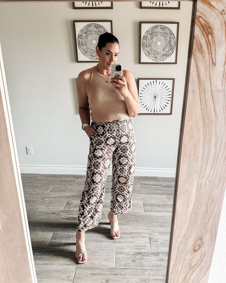 This pair of pants is meant for the beach or pool but I’m loving them as regular pants 😹 lightweight cotton and the print makes them on-sheet. Size down! They run gee Ross if in between sizes. I need the medium, I’m in the large.

I’m in the large of the cashmere top! Fits like a dream! Size up for boobs. Under $100