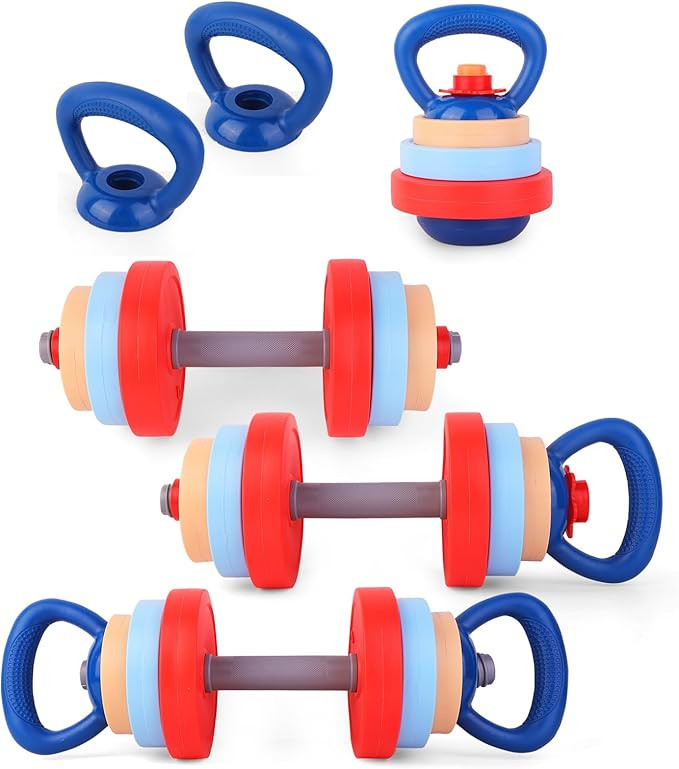 Kids Exercise Equipment With 2 Dumbbells and Kettlebell - Adjustable Workout Toy Equipment for Ch... | Amazon (US)