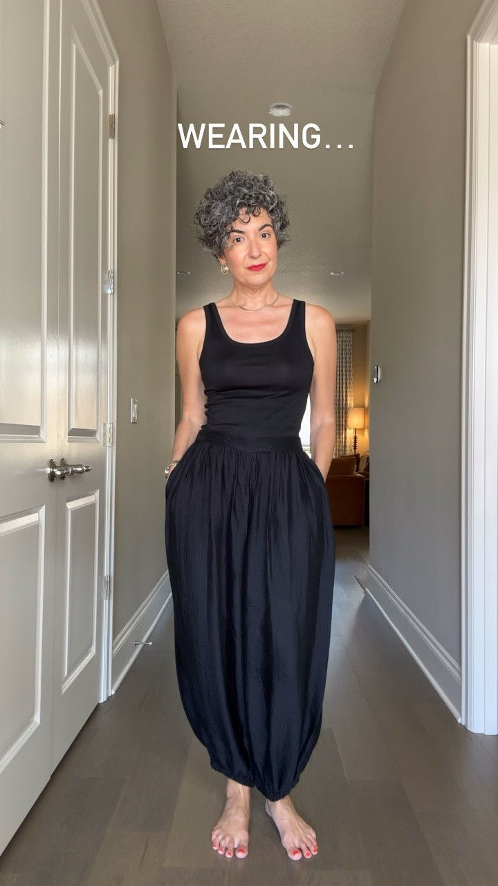 Wearing vs Styling: Balloon Pants 
.
By request…I styled them 3 easy ways here! Wearing a small in pants. They run TTS.
