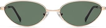 Retro Oval Cat Eye Sunglasses for Women, Vintage Metal Frame with Spring Hinge, Trendy Fashion Gl... | Amazon (US)