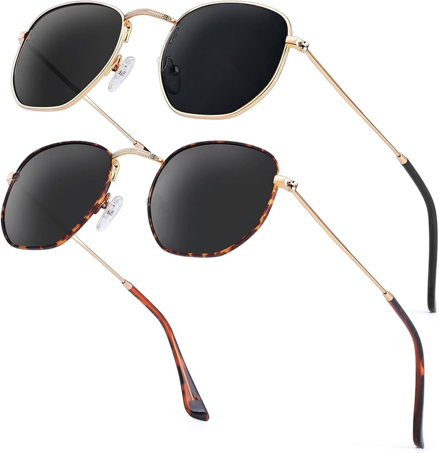 KALIYADI Sunglasses for Women and Men, Polarized Square UV Protection, Trendy Metal Frame Hexagon... | Amazon (US)