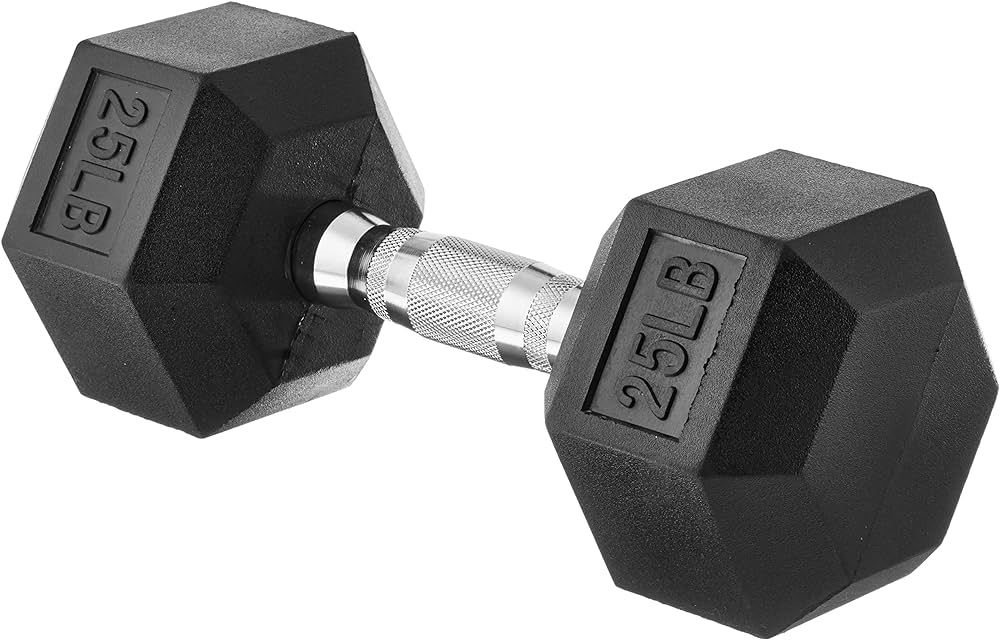 Amazon Basics Rubber Encased Exercise & Fitness Hex Dumbbell, Single, Hand Weight For Strength Tr... | Amazon (US)