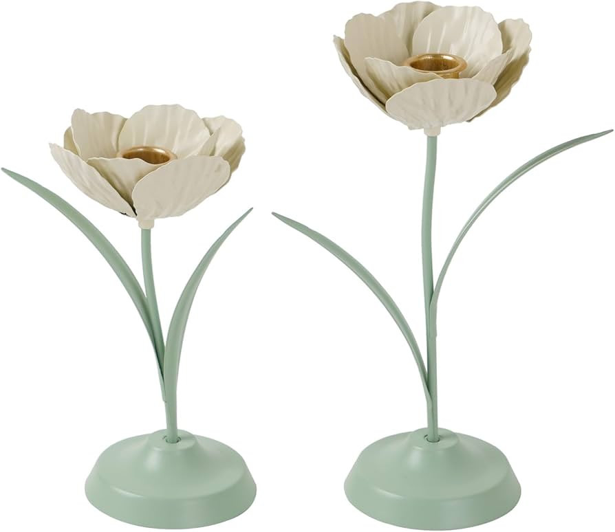 NIKKY HOME Vintage Tulip Taper Candlestick Holders Set of 2, Spring Decor | Amazon (US)