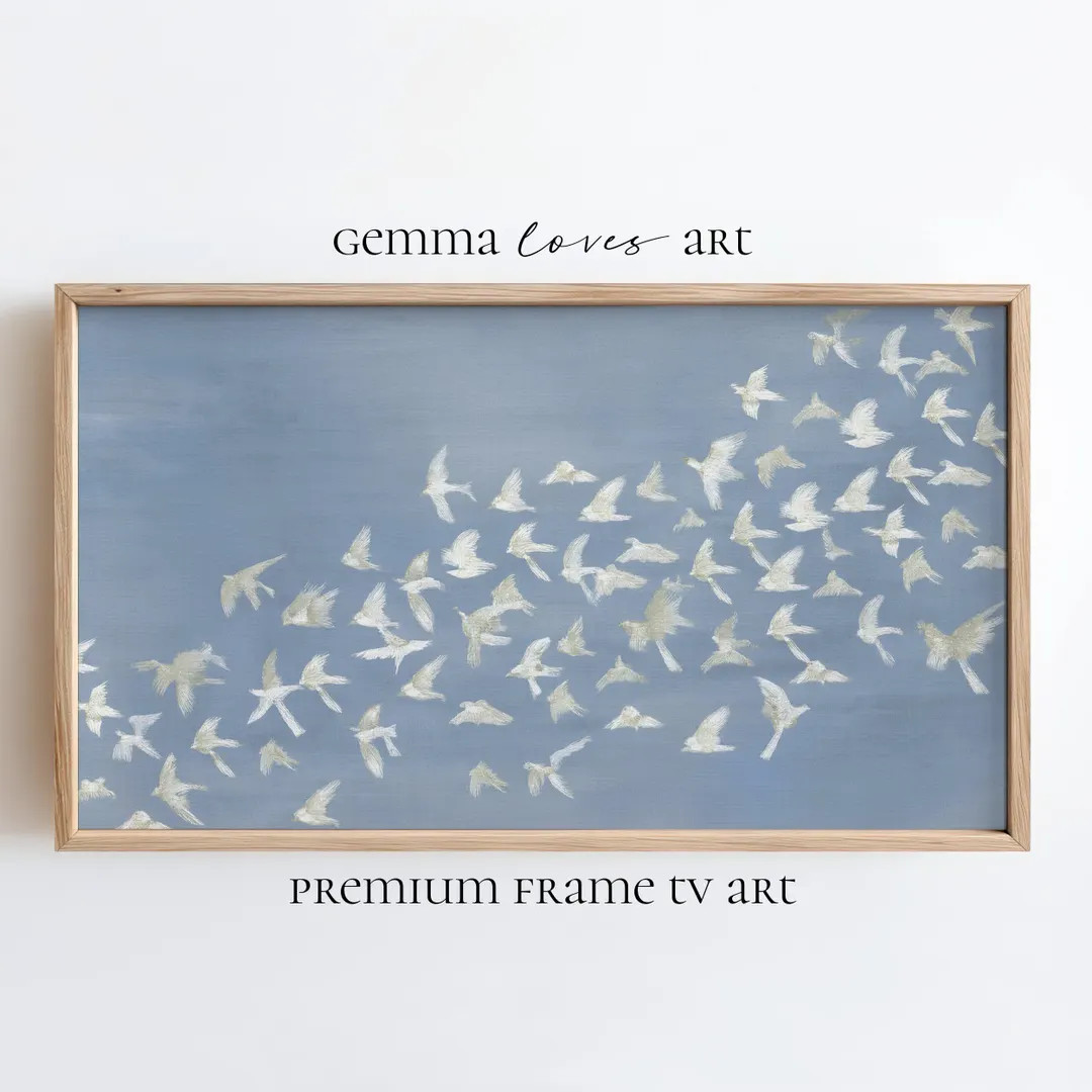 Birds in Flight Frame TV Art: Coastal Cottage Dove Neutral Tonal (digital Download) - Etsy | Etsy (Global)