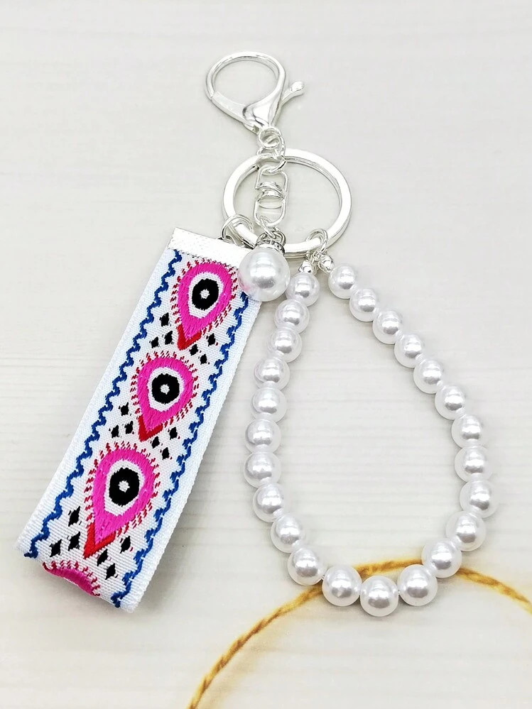 1pc faux parel schoudertasje sleutelhanger, geometrisch pauwenveer borduurpatroon schoudertasje s... | SHEIN