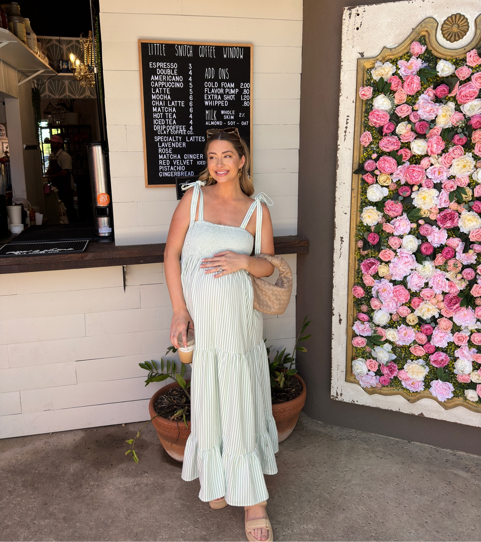 Wearing a medium in this fun sundress striped maxi!!! Love it for summer & the bump! Also linking these designer like bags for less - this exact one is sold out! 

#LTKBump
