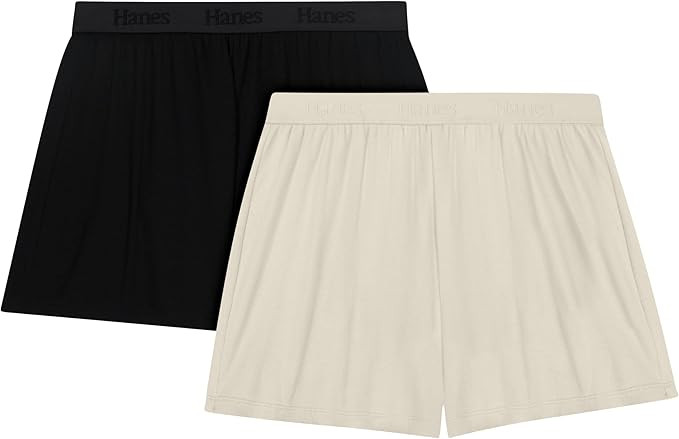 Hanes Womens Originals Sleep Shorts, 2-Pack, Comfywear Supersoft Lounge Shorts Pack, 3.25" | Amazon (US)