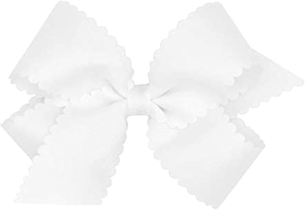 Wee Ones Girls' Classic Grosgrain Hair Bow with Scalloped Edges, No-Slip Hair Clip, Handmade, Whi... | Amazon (US)
