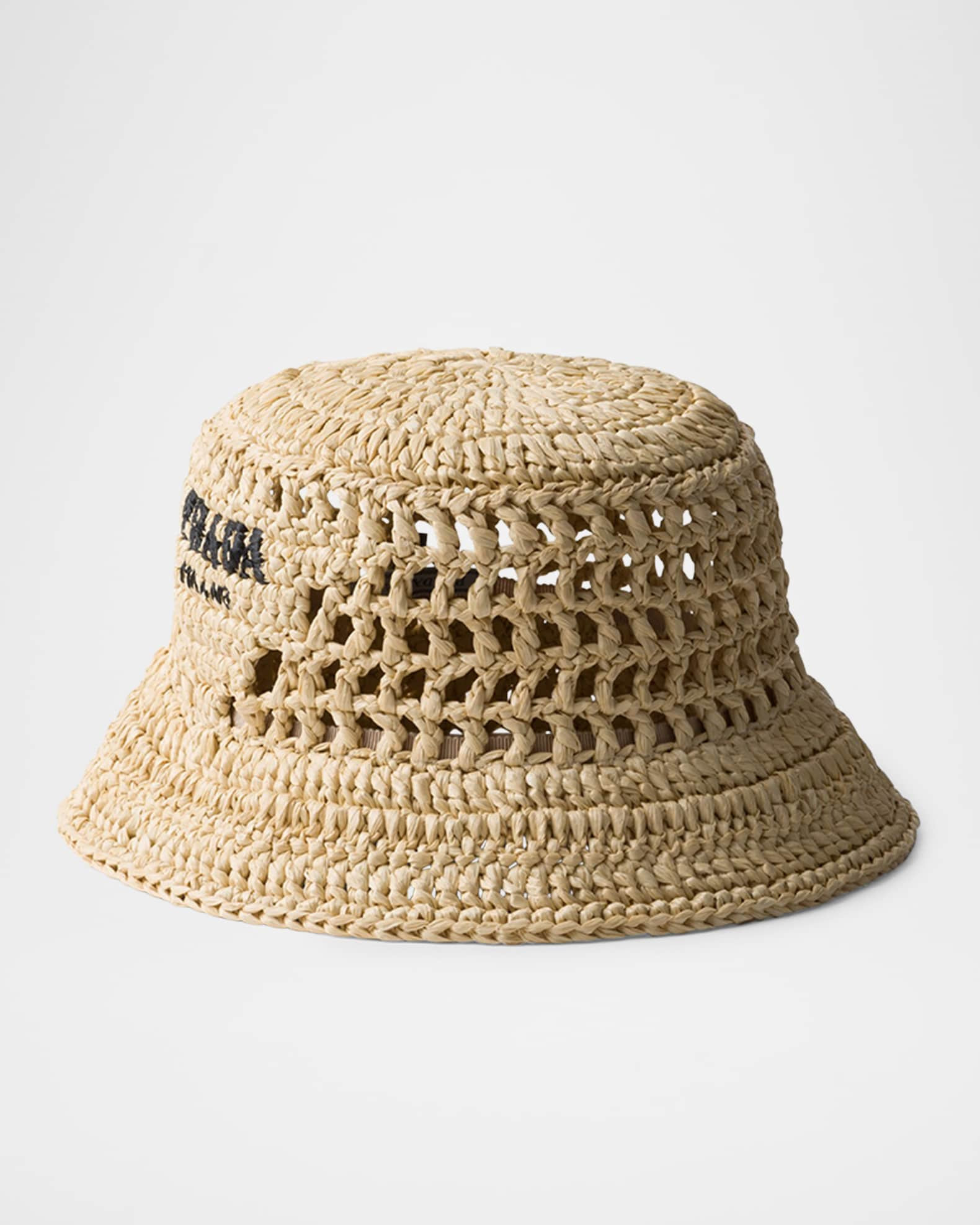 Prada Crochet Logo Bucket Hat | Neiman Marcus
