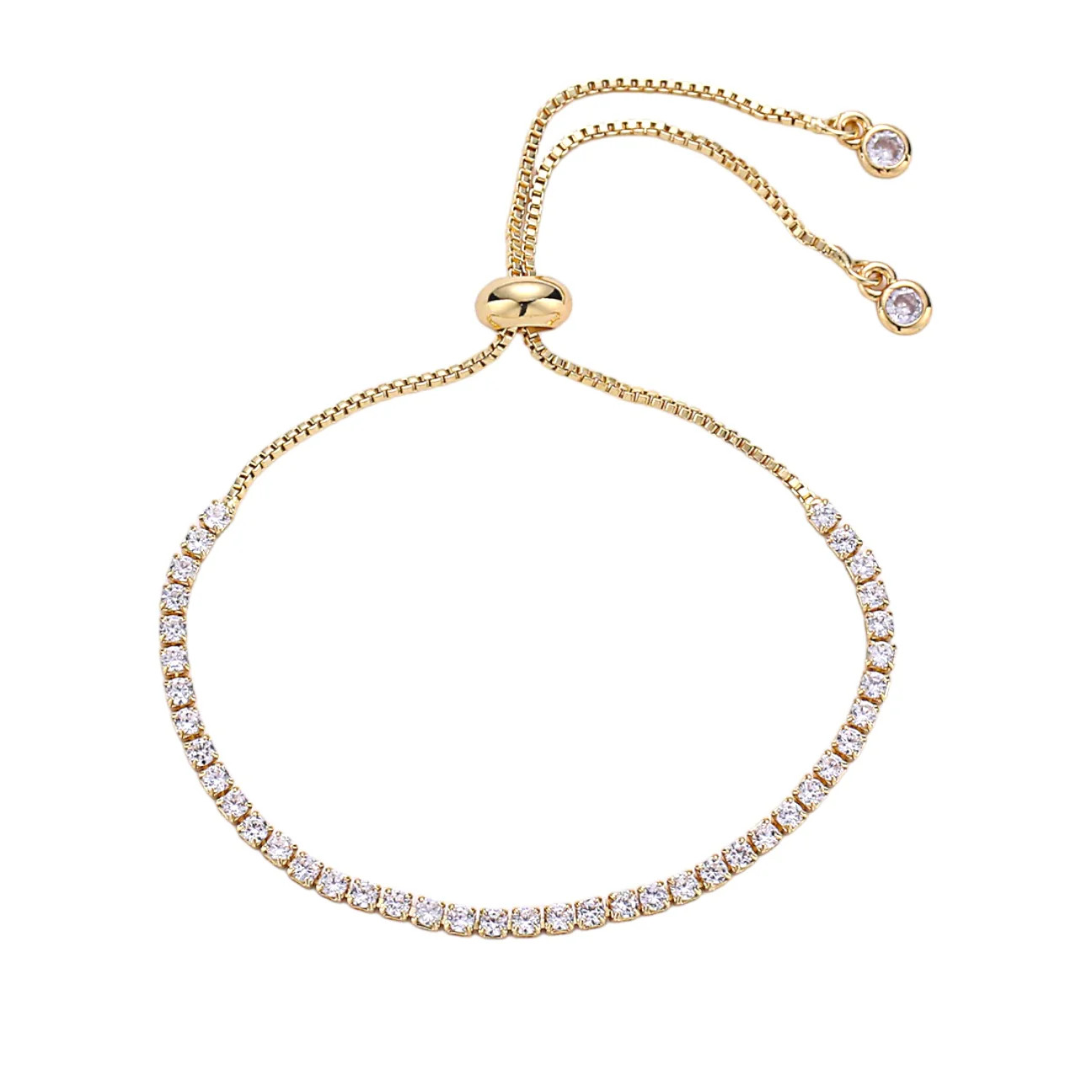 14k gold filled adjustable micro pave cz tennis bracelet | So Lovely Jewels