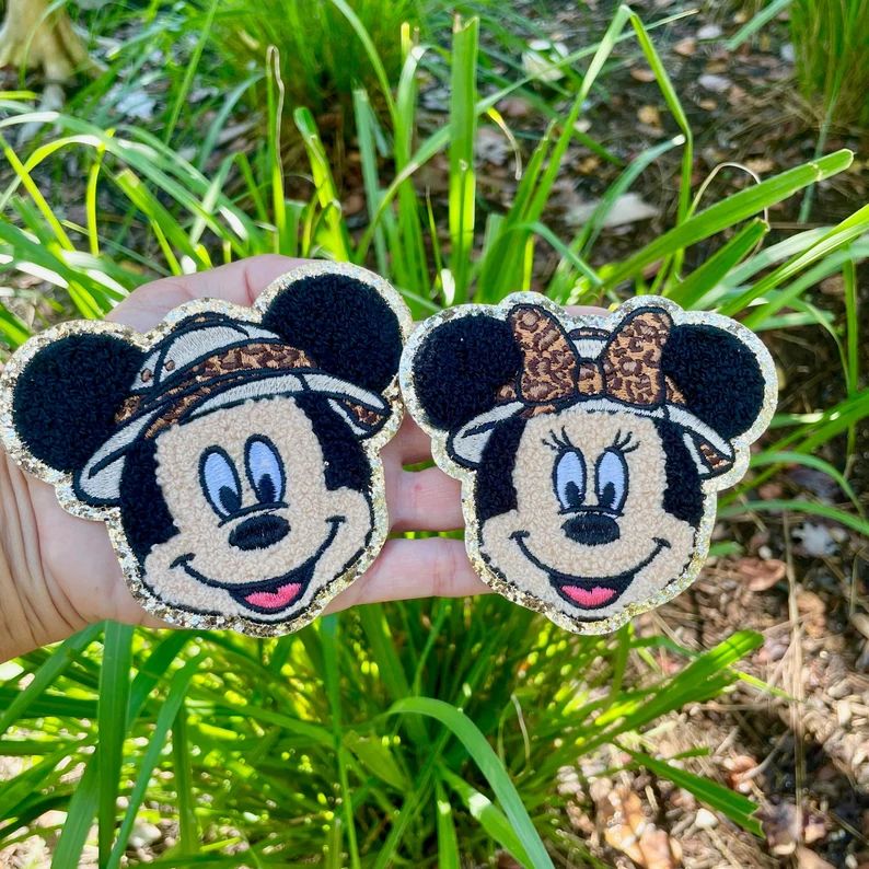 Safari Minnie & Mickey Mouse Chenille Patch Medium Size Fanny Belt Bag Waist Bag. - Etsy | Etsy (US)
