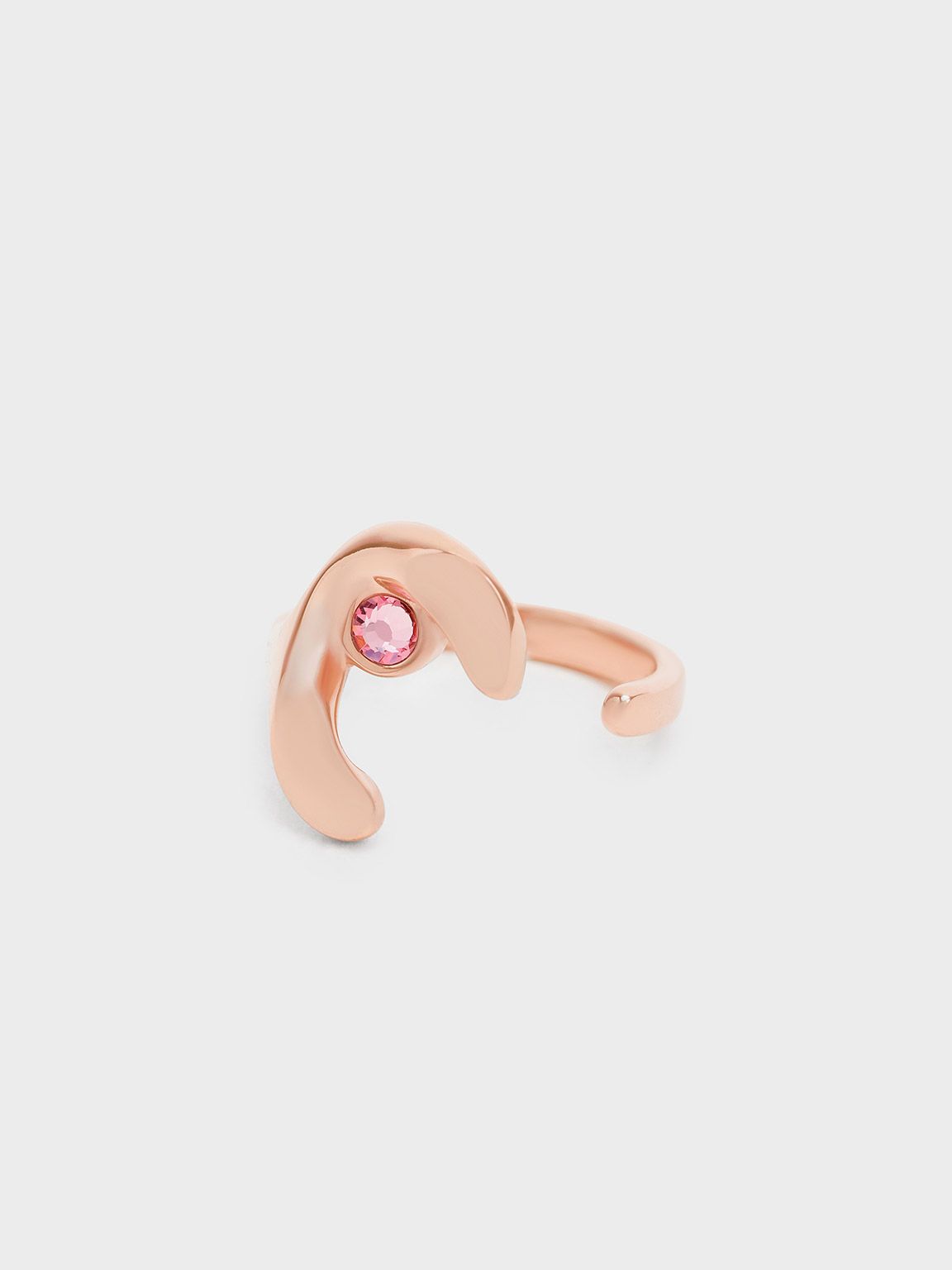 Rose Gold Gem-Embellished Open Ring | CHARLES & KEITH | Charles & Keith US