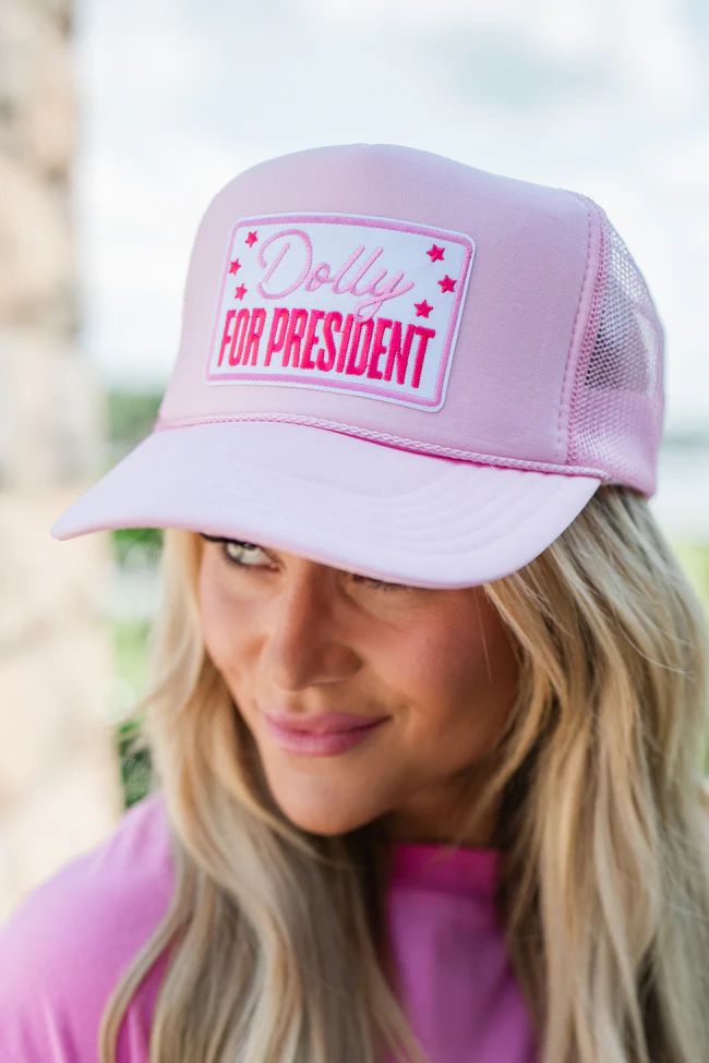 Dolly for President Light Pink Trucker Hat DOORBUSTER | Pink Lily