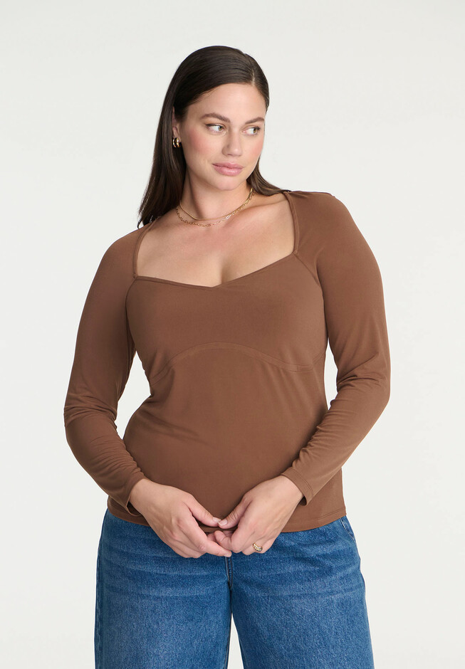 Sweetheart Neck Long Sleeve Top | Eloquii