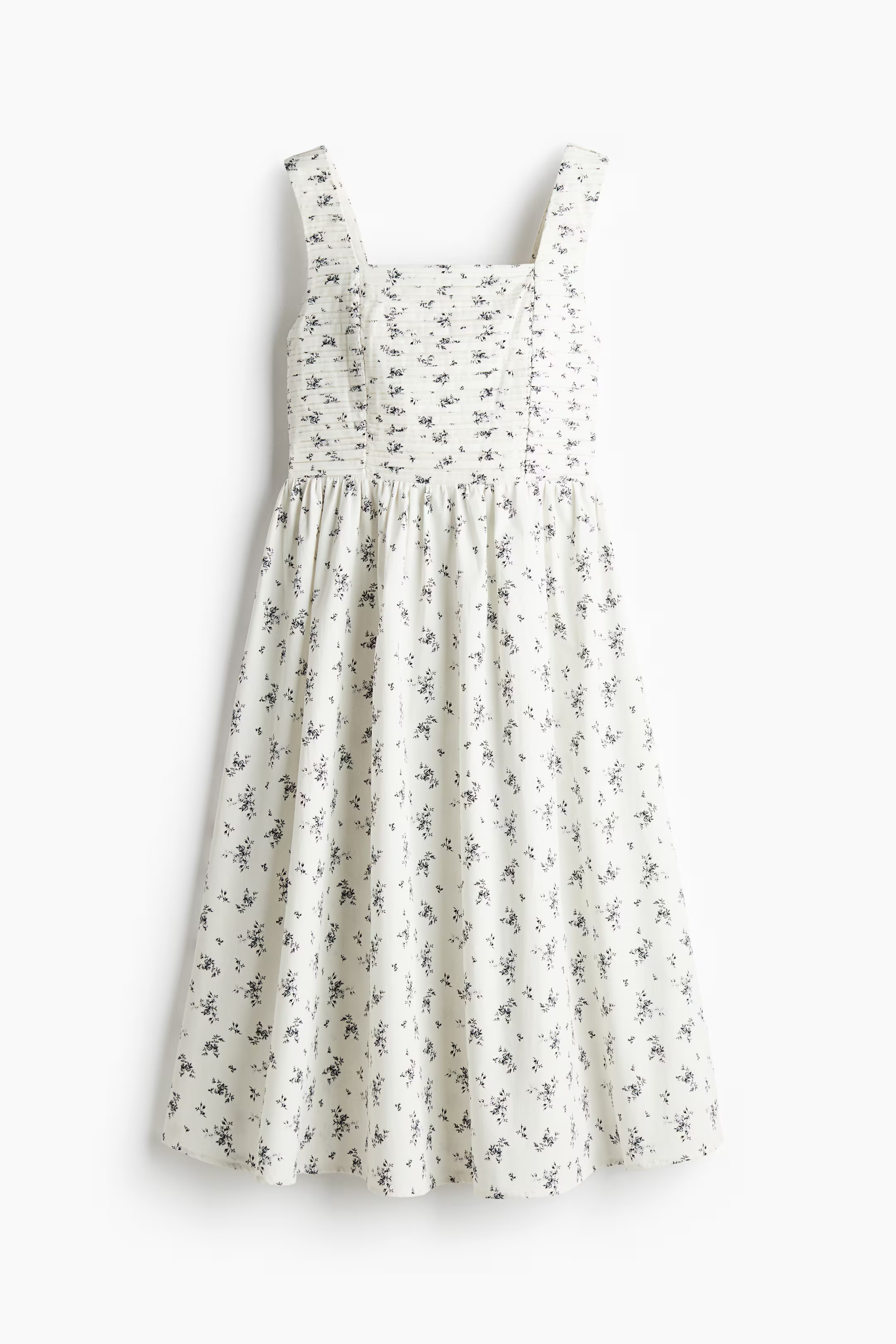 Pintuck-Detail Dress with Flared Skirt - Black - Ladies | H&M US | H&M (US + CA)