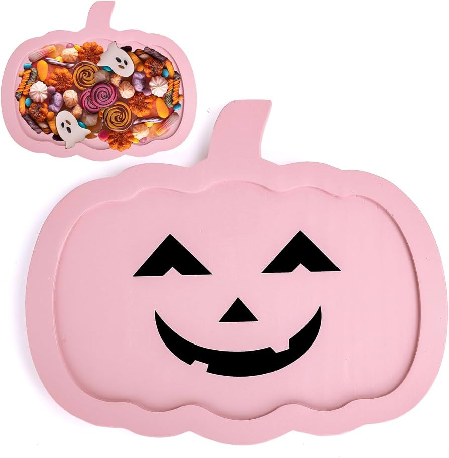 Whaline Halloween Pumpkin Charcuterie Board Pink Pumpkin Wooden Serving Tray Cute Wood Appetizer ... | Amazon (US)