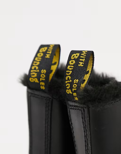 Dr Martens Atlas 8 eye fluff lined boots in black | ASOS (Global)