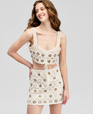 And Now This Women's Sequin Crochet Bralette Top, Macy's Exclusive - Macy's | Macy's