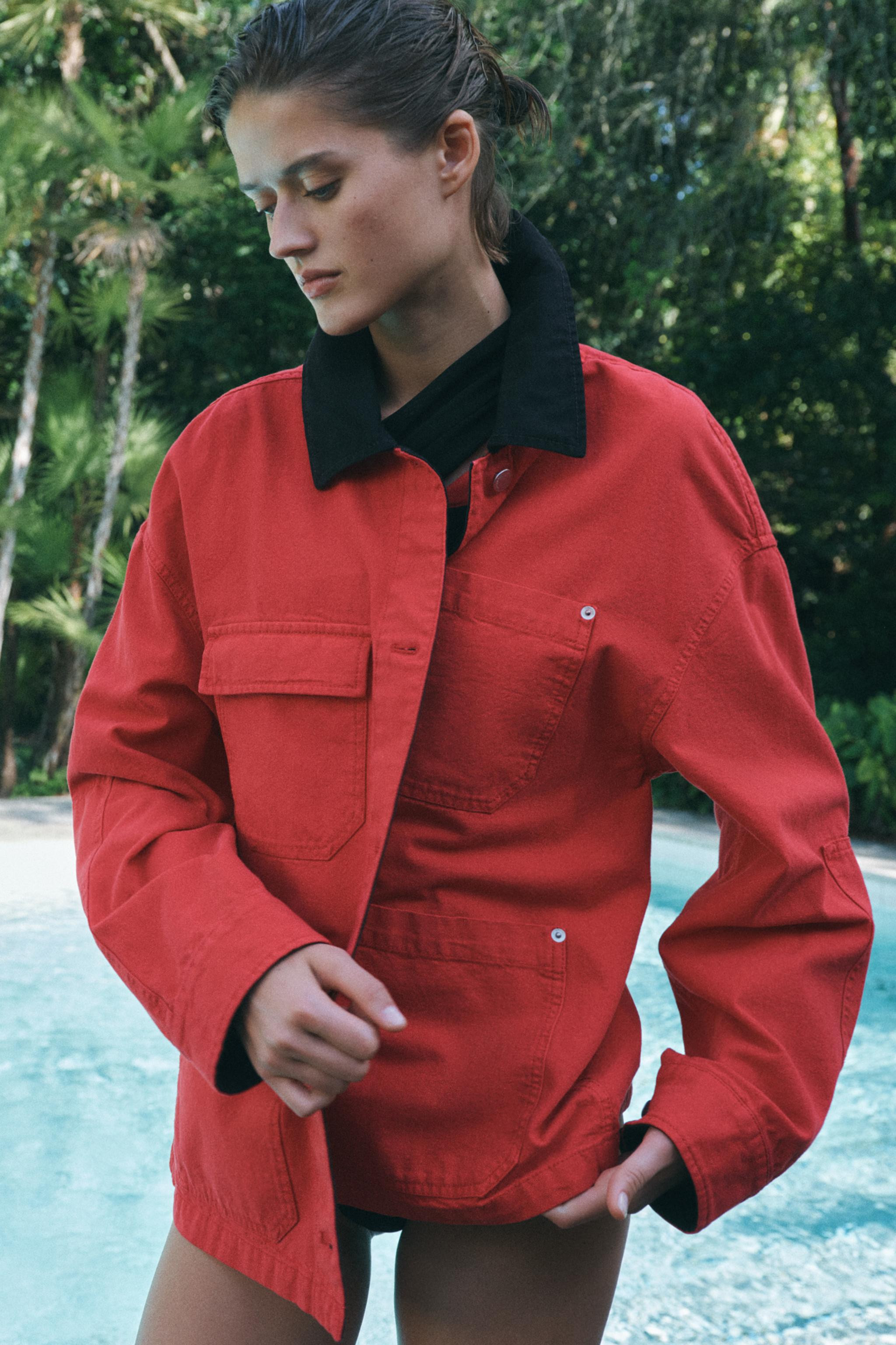 ZW COLLECTION CONTRAST COLLAR OVERSHIRT | Zara US