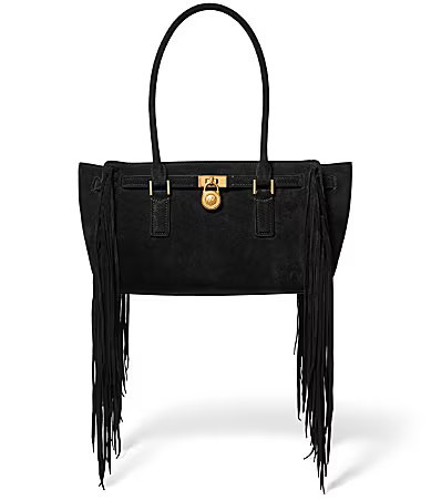 Michael Kors Hamilton Moderne Small Suede East West Fringe Shoulder Bag - Black | Dillard's