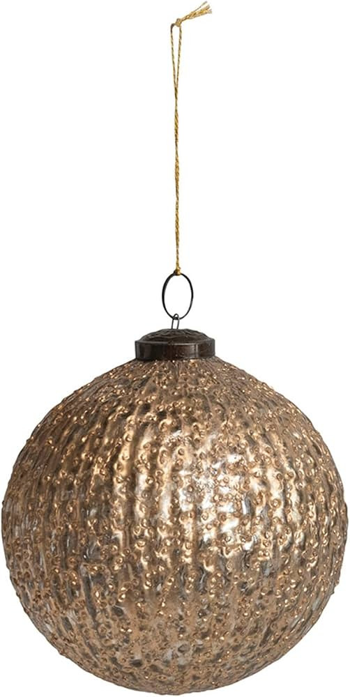 Creative Co-Op 5' Round Pleated Glass Ball Ornament, Antique Gold Finish | Amazon (US)