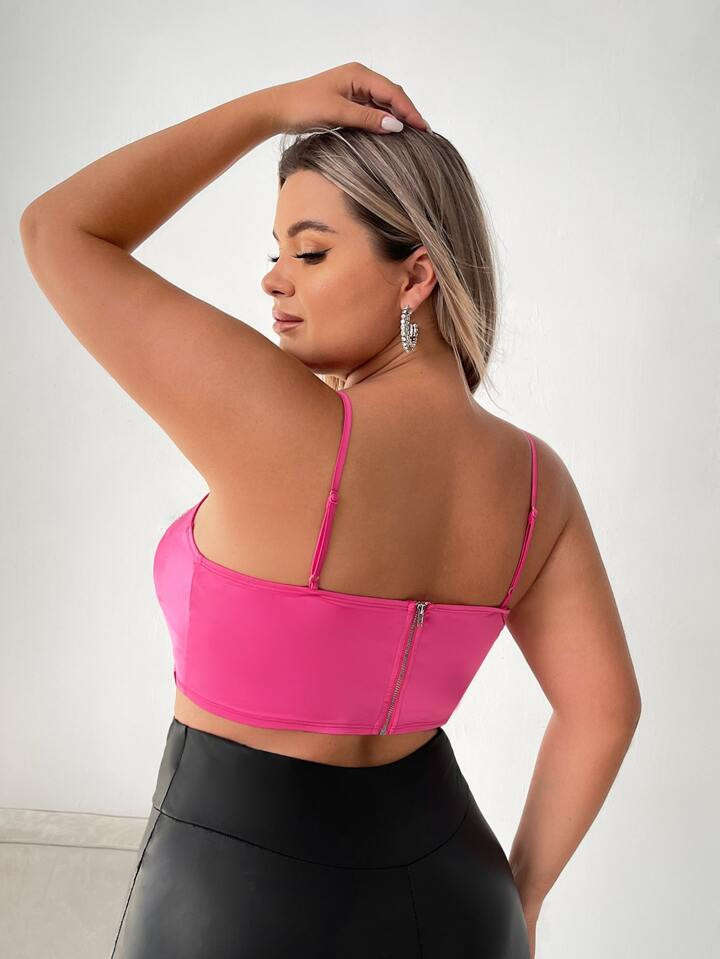 SHEIN SXY Plus Rhinestone Heart Pattern Bandana Hem Cami Top | SHEIN