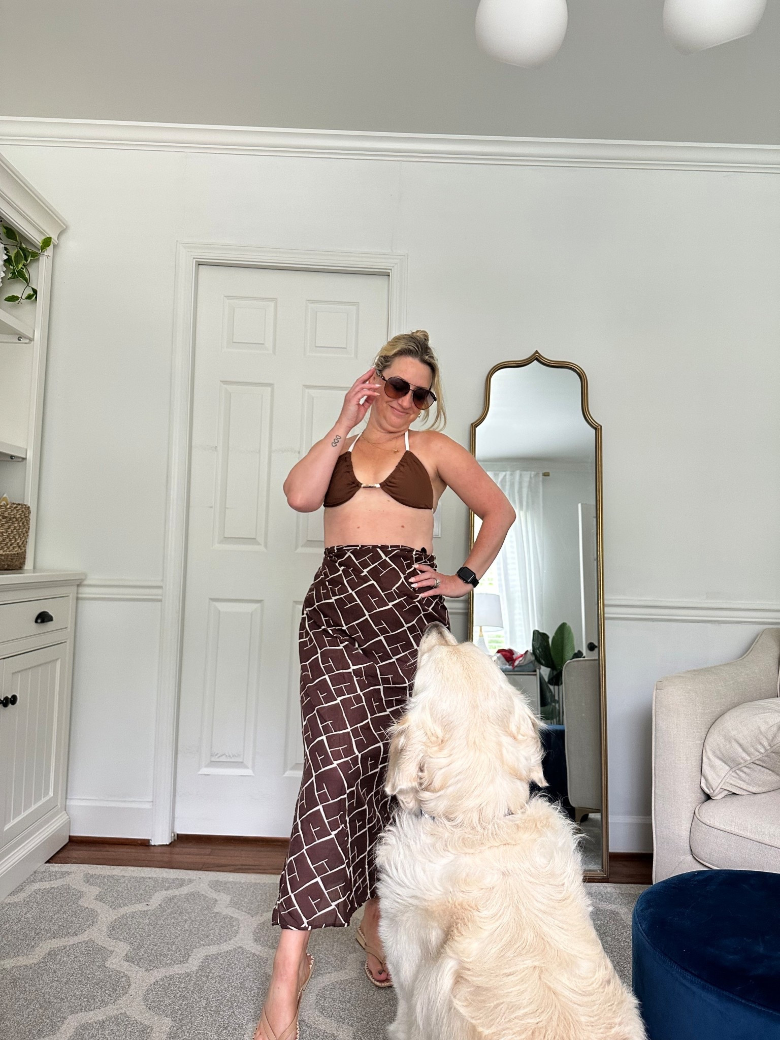 Someone was ready to go to the pool!
Brown bikini and coverup
Abercrombie 

#LTKSwim #LTKPets #LTKPetite