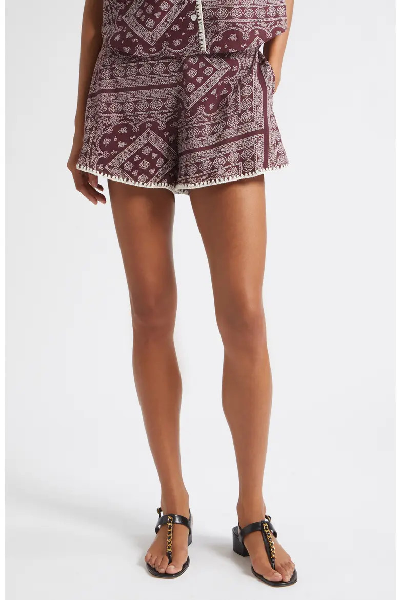 Tennison Bandana Print High Rise Cotton Blend Shorts (Women) | Nordstrom | Nordstrom