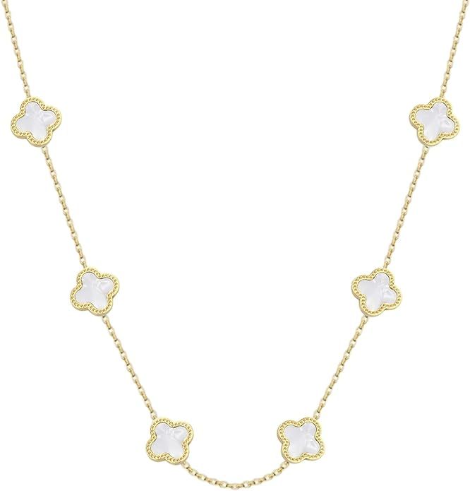 HighSpark Four Leaf Clover Choker Necklace | 18K Gold Plated Clover Necklace for Women | Lovely G... | Amazon (US)