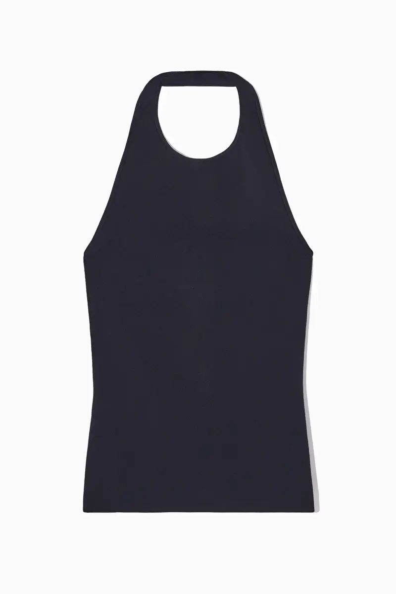 KNITTED HALTERNECK TANK TOP - DARK NAVY - COS | COS UK