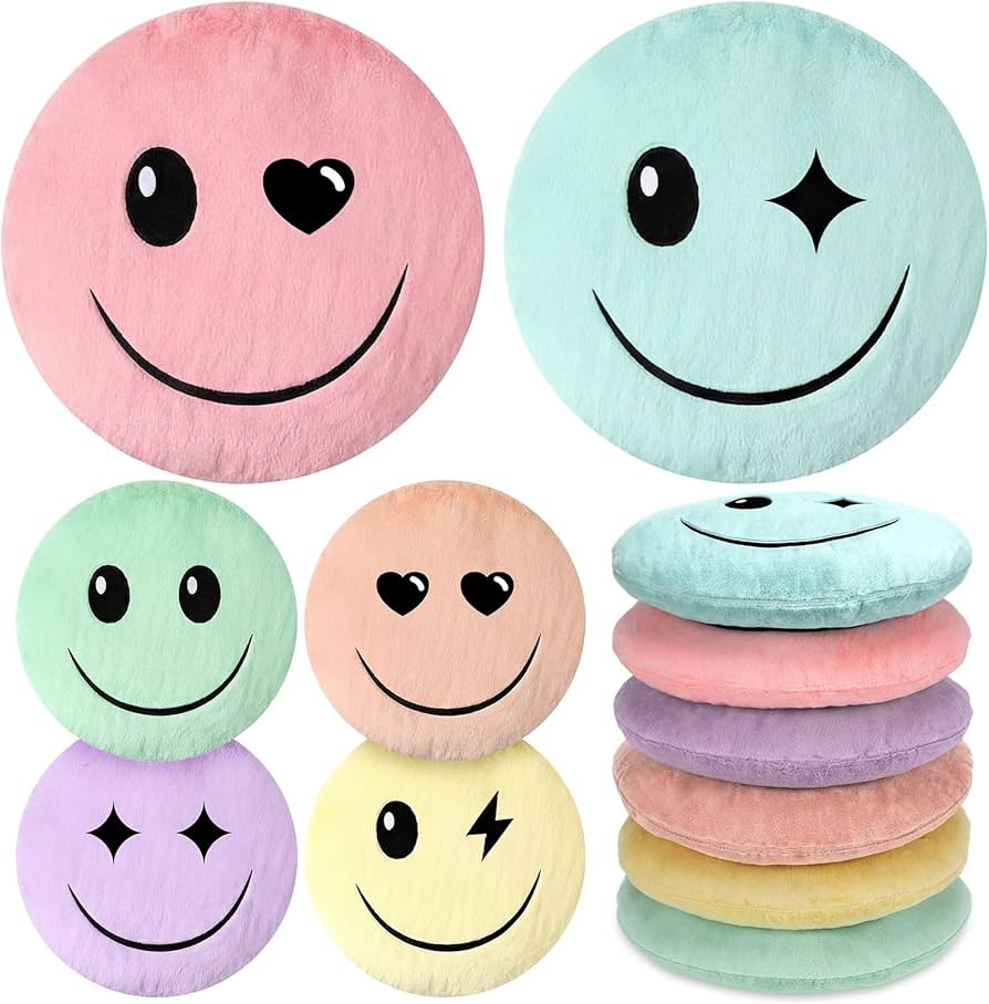 Yousoontic 6pcs Pastel Face Classroom Floor Pillows Preppy Throw Pillow Cushions Seating Floor Cu... | Amazon (US)