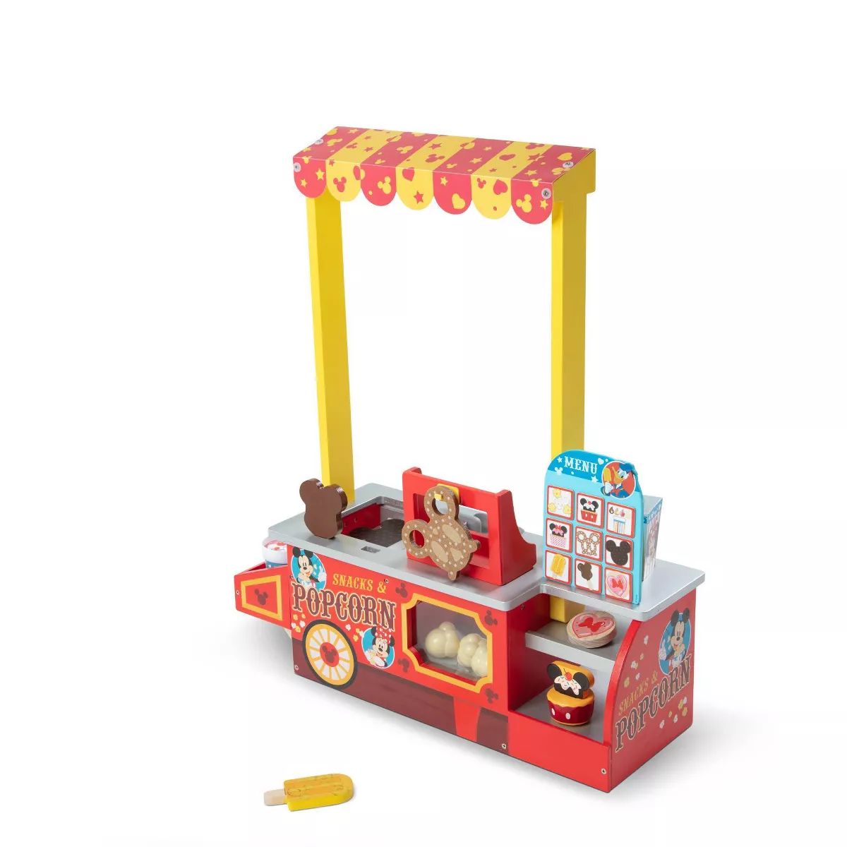 Melissa & Doug Disney Snacks & Popcorn Wooden Pretend Play Food Counter – 33pc | Target