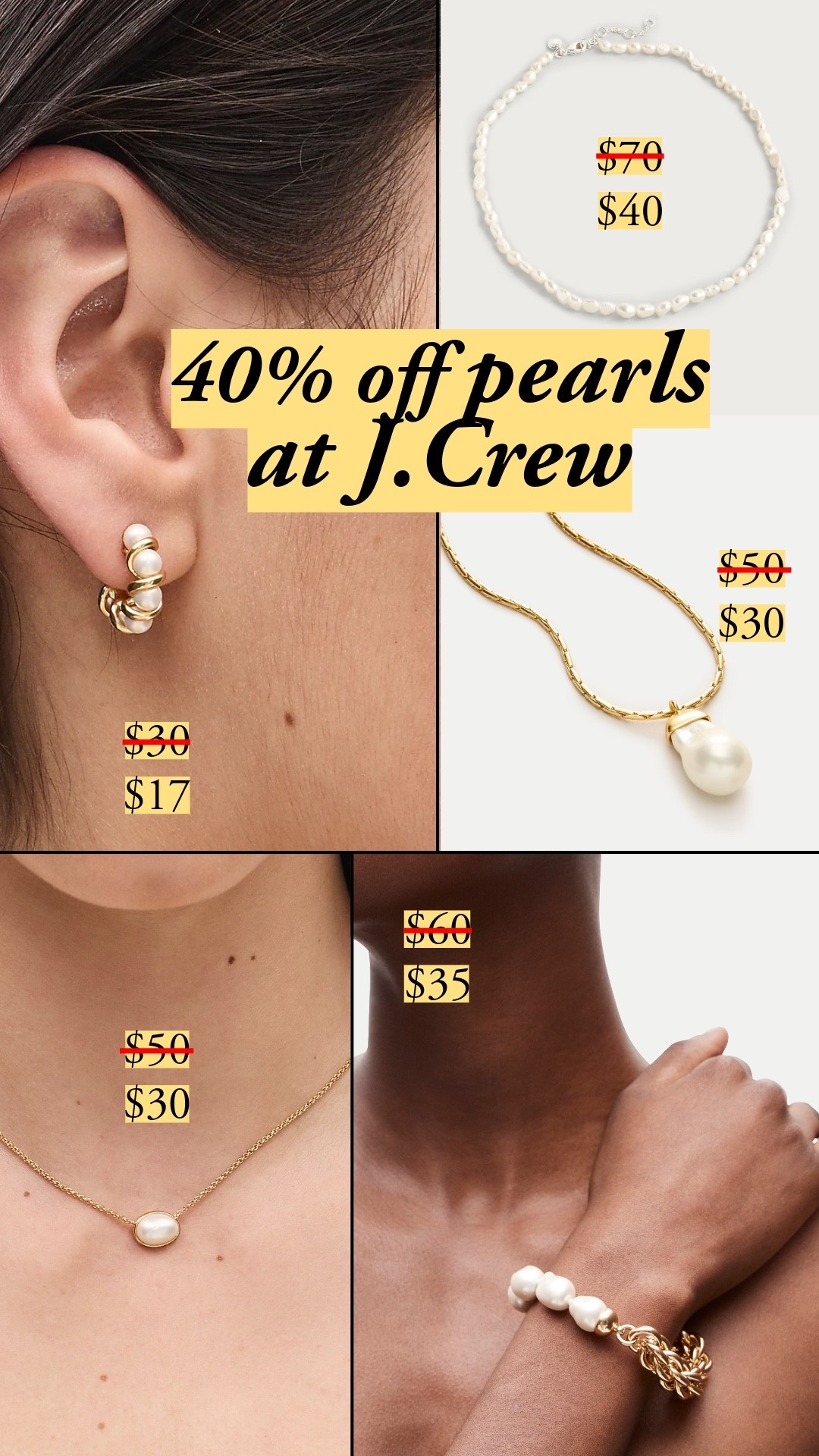 I wear J.Crew's freshwater pearl necklace often. I like the gold finish they use, too. Leave it to J.Crew to balance classic with updated – styles we actually reach for at a price that makes sense. pearl earrings, earrings, pearl necklace, necklace, chain bracelet, bracelet,  hoops

#LTKootd #LTKSeasonal #LTKSaleAlert