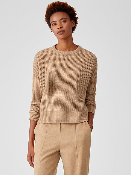 Lofty Recycled Cashmere Crew Neck Top | Eileen Fisher