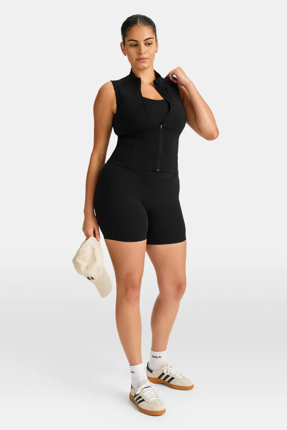 SkinLuxe Sleeveless Zip Through Running Top - Shadow Black | TALA (UK)