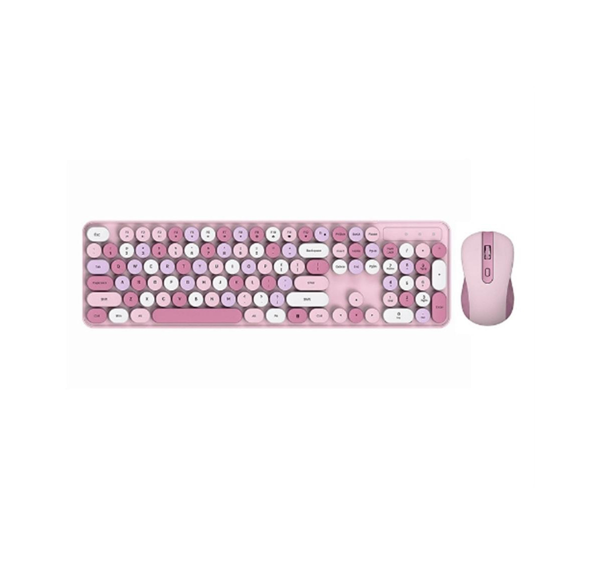 Risokeys Women's Wireless Keyboard & Mouse Set, Silent Typing, Retro Round Keys, 2.4G, Battery Required, Office Use – Pink | Macy's