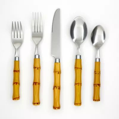 Cambridge® Silversmiths Natural Bamboo-Style 20-Piece Flatware Set in Brown | Bed Bath & Beyond | Bed Bath & Beyond